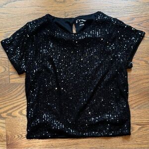 Girls size 10 black sequin short sleeve top
